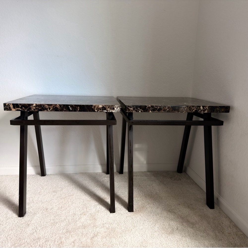 Ashley Paintsville | Brown Marble Top Side Tables